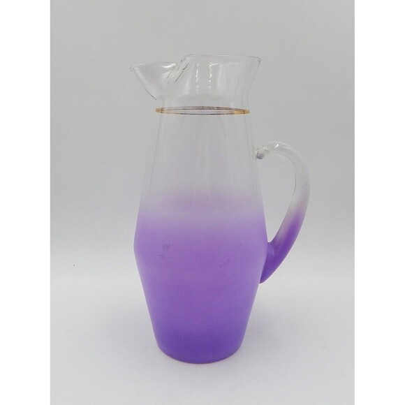 Blendo West Virginia Glass Lemonade Pitcher Frosted Lavender Glass 11.5 Inches - Picture 3 of 12